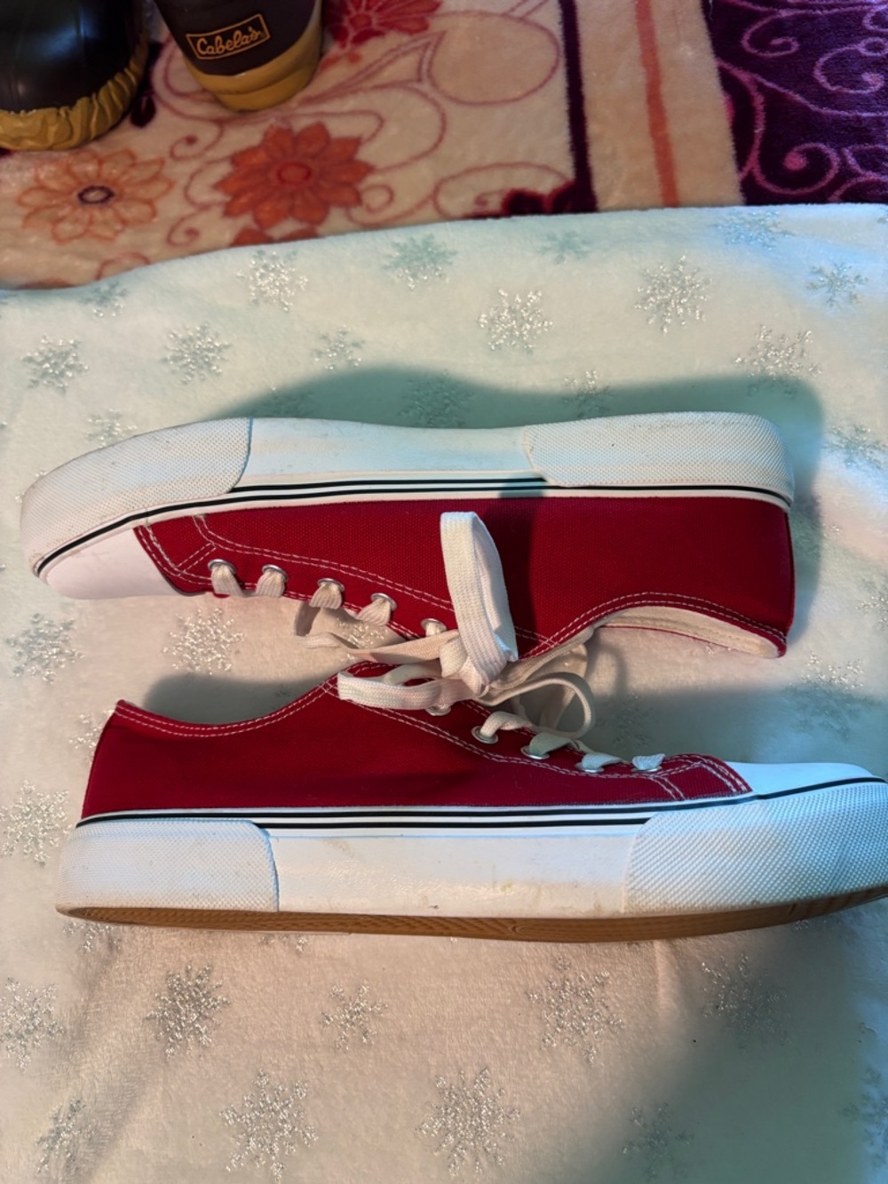 Classic Red Canvas Low-Top Athletic Sneakers with White Laces